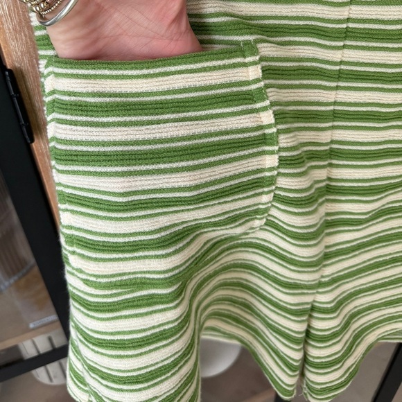 Striped romper playsuit overalls textured tie shoulder knot coverup knit - Picture 7 of 9